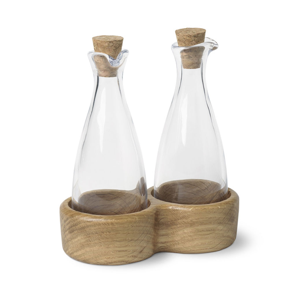 Kay Bojesen - Menageri - Essig und Öl Flaschen mit Ständer aus Holz