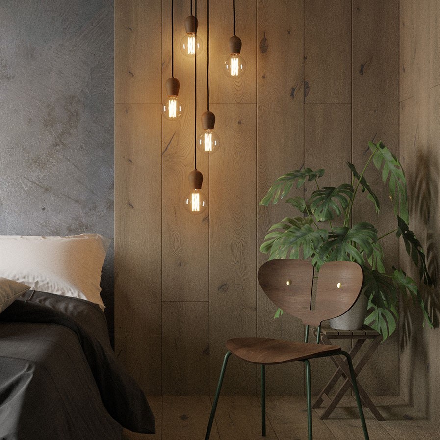 Nordic Tales - Bright Sprout - Designer-Lampe als Glühbirne mit Holz 